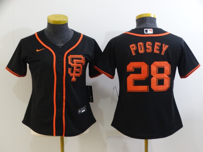 2021 Women San Francisco Giants #28 Posey black Game MLB Jerseys->women mlb jersey->Women Jersey